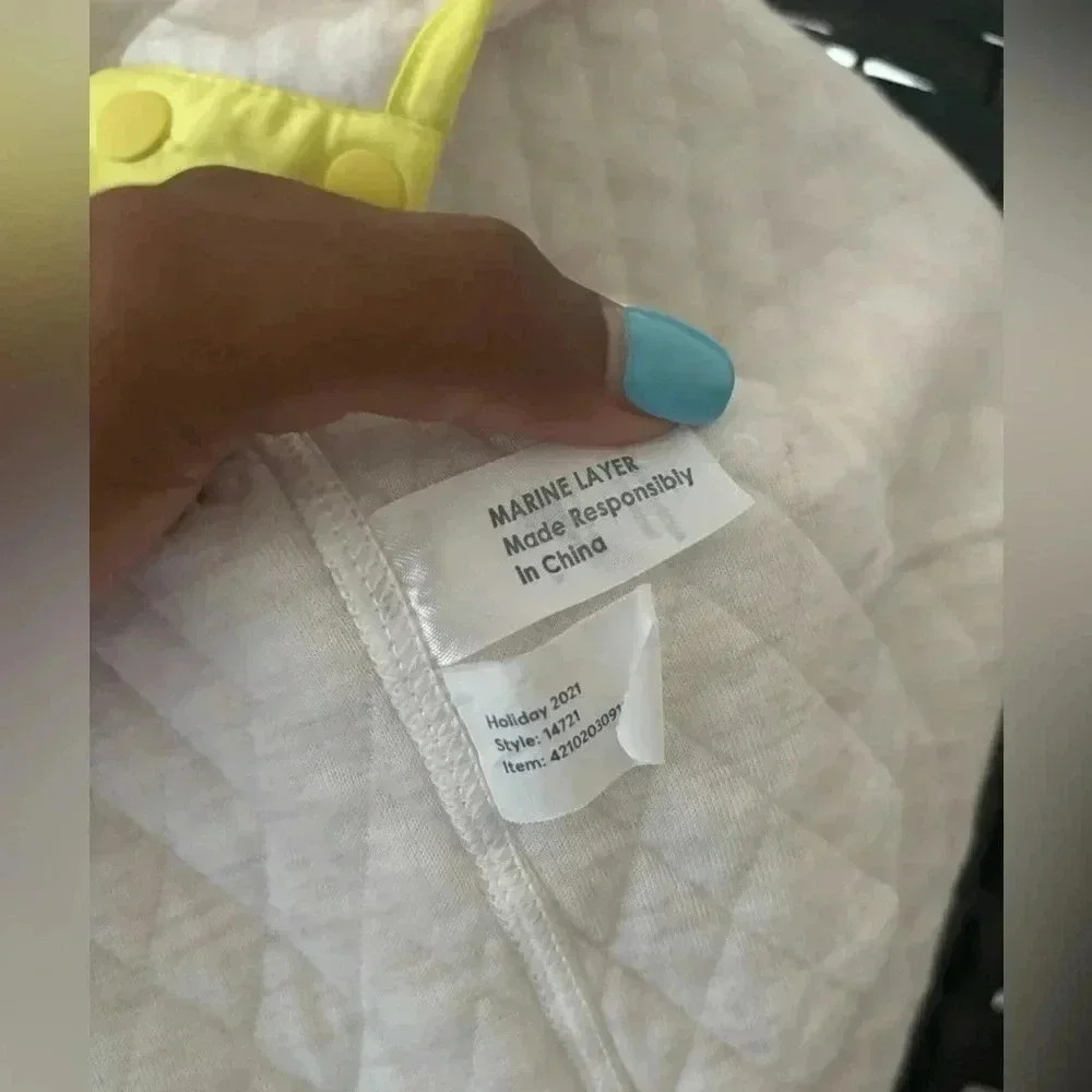 Marine Layer Reversible Lady Corbet Cream Neon Yellow Size XS Snap Neck - Picture 10 of 11